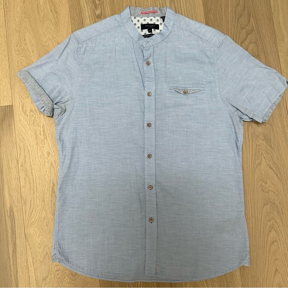TED BAKER Grandad Collar Short Sleeve Shirt - Picture 2 of 10